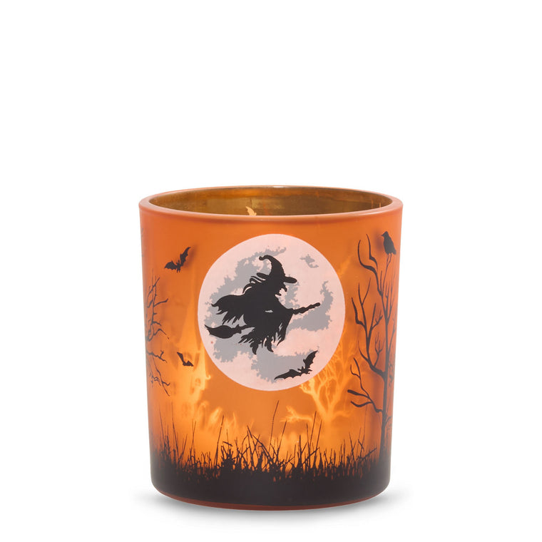 Orange Witch's Moon Tea Light Candle Holder X1