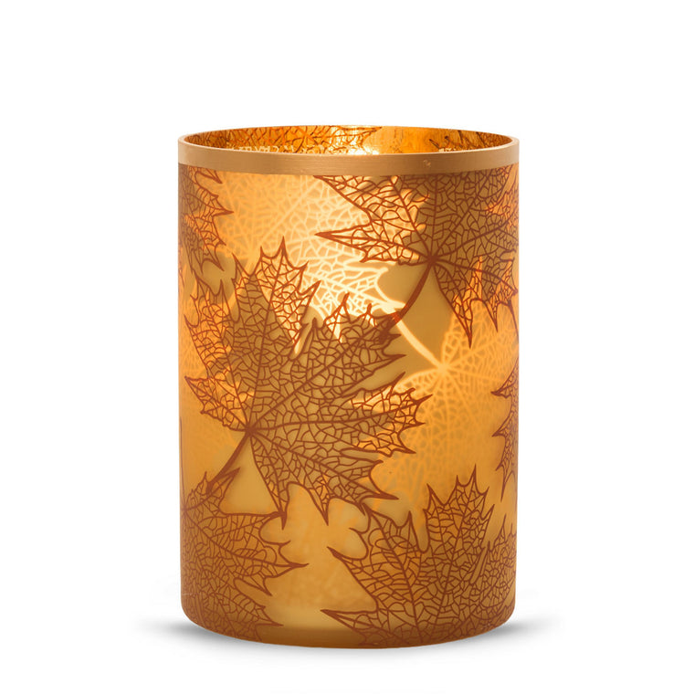 Crackle Leaves Jar Candle Holder Y6